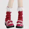 Calcetines de Encaje Lolita para Pantorrilla Calcetines Lindos Japoneses de Media Pantorrilla Blanco Crema Primavera y Verano Calcetines Finos con Felpa