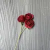 Peonía Artificial de 3 Cabezas Estilo Europeo Peonía de Borde Quemado Flor Falsa Rosa Marchita Imitación Flor Seca Flor Decorativa para Sala de Estar