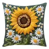 Funda de Almohada Floral de Girasol Estilo Pastoral Ultra Suave Imitación, Funda de Cojín Lumbar para Sofá de Sala de Estar, Decoración del Hogar de Terciopelo Piel de Durazno