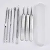 Set de 8 Agujas para Acné para Eliminar Granos y Puntos Negros, Herramienta de Limpieza Facial de Acero Inoxidable para Uso en Casa