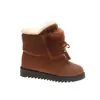 Botas de Neve Femininas 2026 Novo Modelo de Inverno, Forradas com Lã, Espessadas, Sapatos Quentes de Algodão, Couro e Pelo Integrados, Sola Grossa, Antiderrapante, Botas Curtas Estilosas