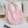 47131 Ins Powder Heart Summer Tote Bolsa de Ombro All-match Bolsa de Estudante Universitário Bolsa de Lona com Axila