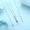 Nueva Cadena de Clavícula Geométrica Dopamina de Plata de Ley S925 de Silver Star River con Circonita de Colores, Cadena de Suéter Elegante y Versátil para Mujer