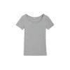 Camiseta Negra Corta de Cuello en U y Manga Corta para Mujer 2020, Crop Top Casual de Verano Ajustado de Cintura Alta con Cuello Redondo y Diseño de Ombligo al Aire