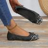 Europa e Estados Unidos 2024 novo temperamento brisa noturna strass sapatilhas planas francesas sapatos femininos bico fino sapatos de leite 41-43