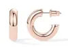 Pendientes de tubo hueco en forma de C pendientes de aro moda acero inoxidable color dorado 18K Dongguan joyería para orejas de acero de titanio venta al por mayor