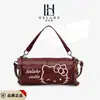 Bolsa Infantil Otoño e Invierno Nuevo Estilo Linda Gato de Encaje Bolso de Mano Cuero Aceitoso Retro de Gama Alta para Padres e Hijos Cilíndrica Bolso Cruzado