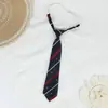 Corbata de Lazo Perezoso Rayada Roja y Dorada, No Necesita Atarse, Corbata Estilo Uniforme Escolar Japonés para Mujeres, Foto de Graduación, Corbata de Uniforme Académico Marrón para Hombre