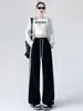 Pantalones deportivos de pierna ancha estilo americano con forro polar para mujer, primavera y otoño, de cintura alta, caída fluida, casual, adelgazantes, pants de doble uso