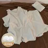 Pijama de Encaje con Lunares para Mujer Verano Nuevo Estilo Manga Corta Shorts Rosa Dulce Conjunto de Ropa para el Hogar para Niña