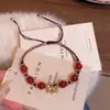Pulseira de Laço com Pedras Vermelhas para Mulheres, Pulseira com Design Retrô de Nicho, Presente de Ano Novo para Melhor Amiga, Joias para Atacado
