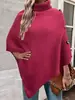 Otoño e Invierno nuevo Europeo y Americano Amazon comercio exterior color liso cuello alto chal Capa Transfronterizo suéter suéter abrigo para mujeres
