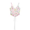 Item Quente de Venda Rápida Transfronteiriço Nova Coleção Primavera 2026 Moda Temperamento Feminino Camiseta Cropped Dupla Camada Dupla Alça Floral Bodycon Bustier