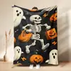 Manta de Franela Halloween ETSY para el Hogar, Fantasma Lindo de Halloween, Calabaza, Manta para Siesta de Oficina