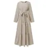 Primavera 2026 Temperamento Casual para o Trabalho Plus Size Roupas Femininas Estampa de Bolinhas Manga Longa Gola Redonda Bainha Larga Vestido Transfronteiriço