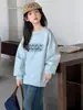 Nueva sudadera de otoño para niñas mayores, ropa infantil, top casual con estampado de letras para primavera y otoño de niñas, cuello redondo estilo coreano