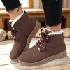 Botas altas estilo Martin forradas de polar transfronterizas, botas de trabajo retro, botas amarillas, zapatos casuales versátiles de invierno engrosados, antideslizantes, resistentes al desgaste para mujer