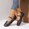 Comercio exterior transfronterizo talla grande otoño 2026 nuevo zapato Mary Jane de punta cuadrada para mujer con correa de hebilla individual zapatos casuales planos