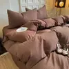 Juego Sencillo de Gasa con Fruncidos de Cuatro Piezas Juego de Tres Piezas Rayado para Dormitorio de Estudiantes Buena Calidad Funda de Edredón Individual Ropa de Cama Cómoda para Cama Doble