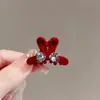 Tamanho pequeno Presilha de Orelha de Coelho com Strass de Veludo Presilha de Cabelo de Princesa Presilha de Tubarão para Franja Grampo de Cabelo Vermelho Presilha para Penteado Feminino