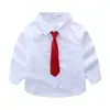 Camisa branca de algodão para meninos Roupas de desempenho de manga comprida Camisa branca feminina do ensino médio Vestido de menino para crianças Uniforme escolar do aluno