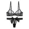 Varsbaby Sujetador Transparente Malla Ultra Fina Transpirable Conjunto Íntimo Sujetador Calzón Transparentes Lazo Grande