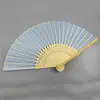 Ventilador de seda de cor sólida para casamento mais vendido no AliExpress, lado único em tecido de seda, ventilador feminino, para casamento estrangeiro com convite de mão