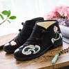 Botas curtas femininas Sapatos de algodão Botas nuas Lótus Sapatos de pano bordados Sapatos de camada única Botas bordadas Sapatos femininos Esponja de lona forrada
