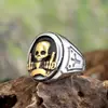 Anillo Popular Retro de Calavera con un Diseño Único, Anillo Punk de Acero Inoxidable en Forma de Cruz de Moda para Hombres