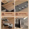 Mesa de Té y Juego de Sillas con Acabado de Madera de Nogal y Encimera de Roca para el Hogar, Mesa de Té Estilo Chino Nuevo, Mesa de Café para Oficina, Sensación de Lujo Ligero de Gama Alta, Encimera Grande