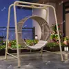 Silla Mecedora de Exterior, Silla Colgante, Cuna Doble para Patio, Hamaca para Terraza de Casa, Jardín, Patio Pequeño, Cesta Colgante, Columpio de Exterior