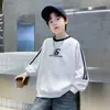 Moletom Masculino 2026 Novo Tendência Legal Listrado Manga Longa Gola Redonda Estampa de Letras, Outono Casual Elegante Moda
