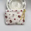 Bolsa Cosmética Linda Azul Caricatura Mini Billetera Algodón Puro Bolsa Pequeña de Tela Auriculares Lápiz Labial Bolsa de Almacenamiento Portátil