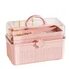 Popular caja organizadora de cosméticos práctica, gran capacidad, multicapa, con cerradura de seguridad, caja de medicamentos para el hogar, caja de almacenamiento de joyas y accesorios