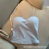 Camisola de tirantes finos estilo chica picante versátil de verano, color liso, tirante trasero bonito, sujetador incorporado, bandeau, prenda exterior, capa base, ropa interior