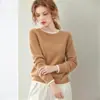 Suéter 100% Caxemira Pura Feminino 2026 Novo Estilo Color Block Gola Redonda Solto Tricô Espesso Suéter Top Temperamento Para o Trabalho