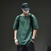 Estilo Cool Retrô Americano Camiseta Pesada 280g Masculina Manga Curta Verão Fina Marca Tendência Tamanho Grande Manga Meia-Manga Roupa Masculina
