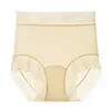 Bragas de Seda de Hielo para Mujer con Camelia de Ácido Poliláctico de Cintura Alta, Braguitas Finas y Transpirables con Encaje Color Nude para Levantar la Cadera