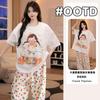 Pijama Desenho Animado 2025 para Mulheres, Conjunto Fofo de Manga Curta e Calça Longa para o Verão, Tamanho Grande, Estilo Japonês, Doce, Pode Ser Usado Fora de Casa, Roupa de Dormir