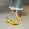 Sandalias de tacón de cuña elegantes de punta cerrada para mujer con tira trasera, zapatos de noche minimalistas franceses, zapatos planos pequeños casuales