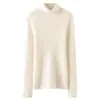 Suéter de malha de cashmere, cor sólida da moda, versátil para outono e inverno, novo suéter quente de manga comprida, caimento justo para mulheres, adequado para o trabalho e para afinar a silhueta
