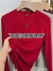 Top de manga larga con cuello redondo y línea de hombros para mujer, temporada de primavera y otoño 2026, estilo coreano, simple, casual, para ir al trabajo, moderno, versátil, camiseta básica
