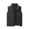 Chaleco de Algodón Ligero de Color Sólido con Cuello Alto sin Mangas para Hombre, Nuevo de Otoño Invierno Transfronterizo, Chaleco Chaqueta Casual de Moda Juvenil
