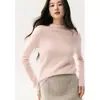 Suéter de cashmere 100% puro feminino com gola semi-alta, caimento justo, estilo simples de alta qualidade, suéter base de tricô em cashmere