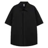 Camisa Azul Klein de Verano para Hombre Estilo Americano Cleanfit Casual 2026 Nuevo Estilo Juvenil Color Sólido Camisa Blanqueadora
