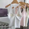 Estilo Hot Girl Camiseta Regata com Sutiã Integrado e Bojos, Top Tubo Feminino para Usar por Cima