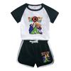 Roupa infantil Rainbow Friends para meninos e meninas, conjunto de verão novo de algodão de manga curta com shorts finos, duas peças