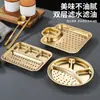 Prato para Dumpling com Prato para Vinagre Placa Longa Quadrada Espessa de Aço Inoxidável Prato para Batata Frita Prato Criativo para Fritura para Restaurante