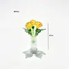 Buquê de Rosa Esmaltada Zibo Mini Arranjo de Flores Artificiais de Vidro Decoração de Mesa Artesanato Presente de Dia dos Namorados