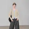 Suéter de punto con bloques de color, de aspecto de dos piezas, de manga larga para mujer, perfecto para principios de otoño, corte ajustado, estilo corto, se puede usar como capa interior o como cárdigan